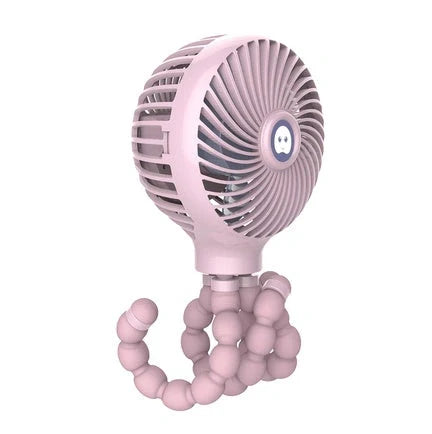Mini Electric Fan Octopus Foldable USB Charging Handheld Fan in pink, white, and blue