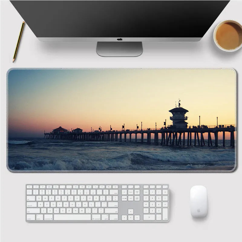 Large Landscape Mouse Mat Lock Thickened Table Mat Rubber Cloth Anti-Slip Office Home Computer Keyboard Pad 300x700mm 300x800mm 400x900mm