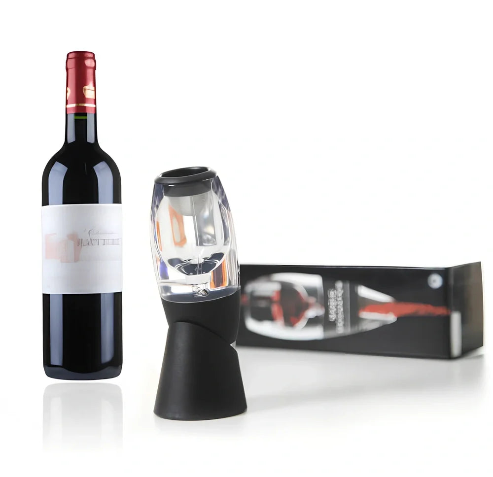 Portable wine aerator pourer with AS plastic body, silica gel components, and sediment filter