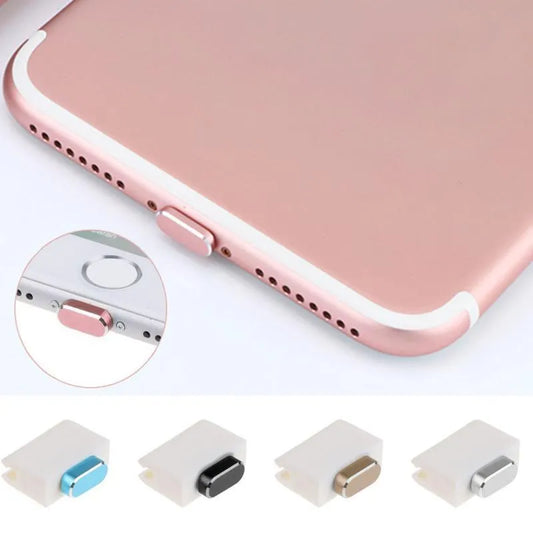 Aluminium alloy dust plug for iPhone Lightning charging port in various metallic colours.