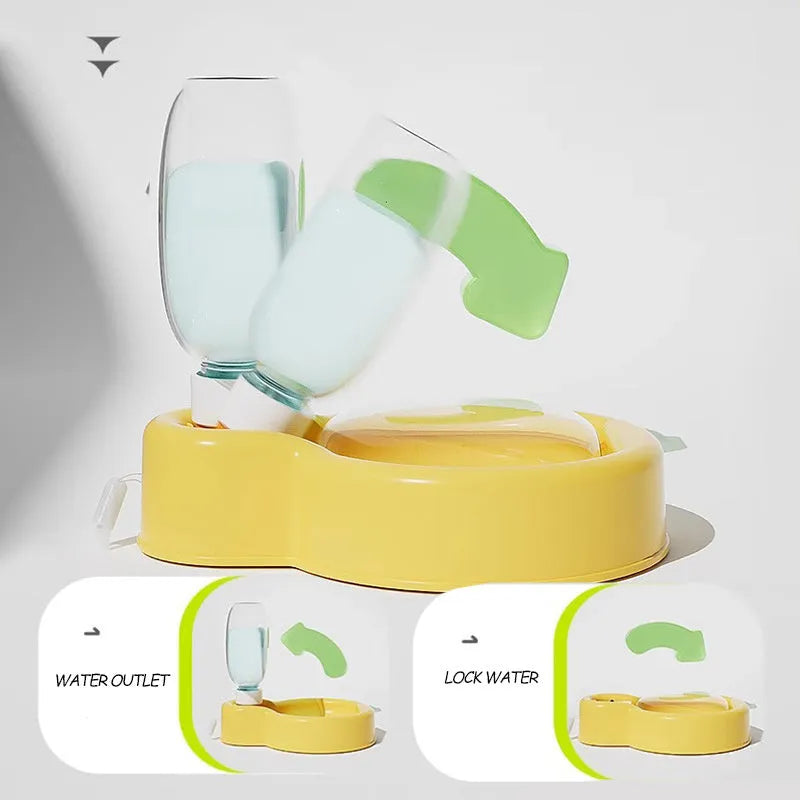 Green pet travel cup with integrated bowl for dogs, showing leak-proof design and portable size