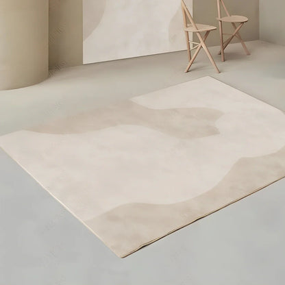 Rectangular Japanese cashmere carpet with striped pattern and non-slip backing in Veil F colour option