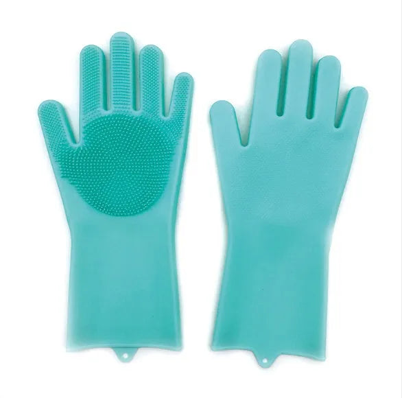 FDA food grade silicone kitchen cleaning gloves with orange colour and 357mm length
