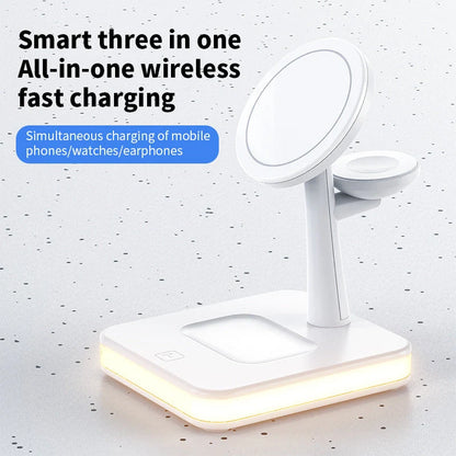 4 In 1 Magnetic Wireless Charger Stand Fast Charging Dock Station in white and black