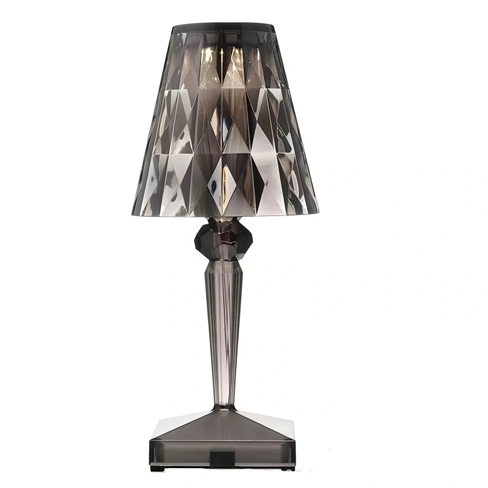 Diamond Crystal rechargeable table lamp with acrylic holder and multiple colour finishes