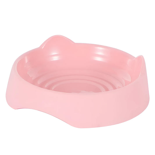 Blue ceramic dog bowl with raised central maze design for slowing fast-eating dogs.
