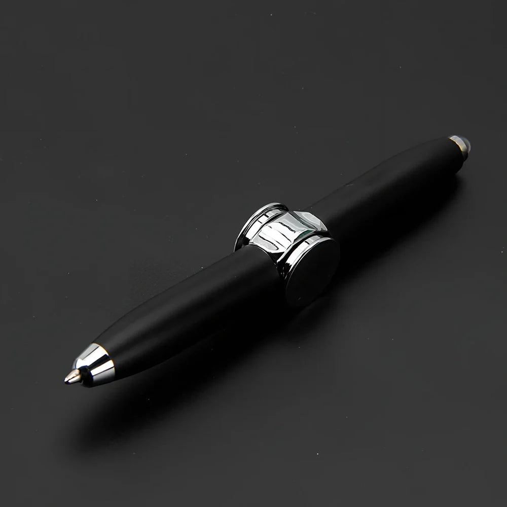 Multifunctional decompression gyro ballpoint pen showing 10.3cm length and spinning mechanism