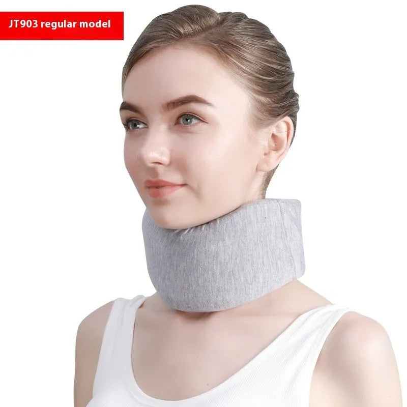 White PP material neck brace showing forward support design for cervical spine alignment
