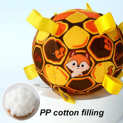 15cm interactive ball dog toy for aggressive chewers with plush handle and bell