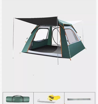 Foldable automatic thickening sunscreen camping tent with fiberglass poles for outdoor adventures