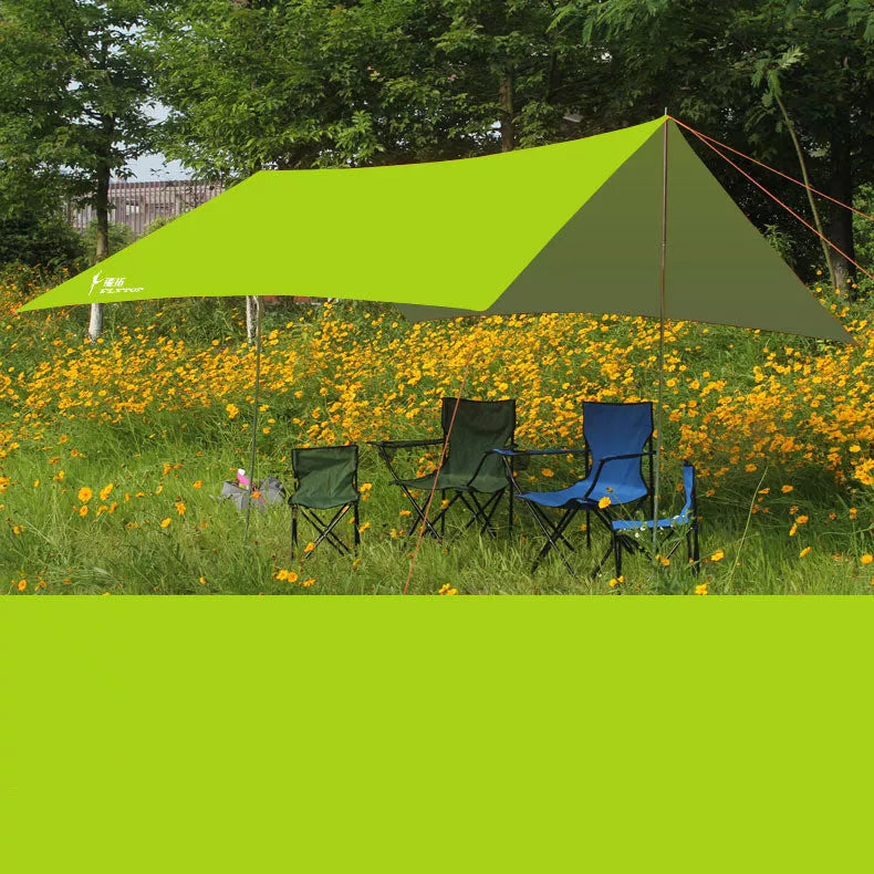 Sun Shade Camping Canopy Tent in fruit green, sky blue, dark green, and orange