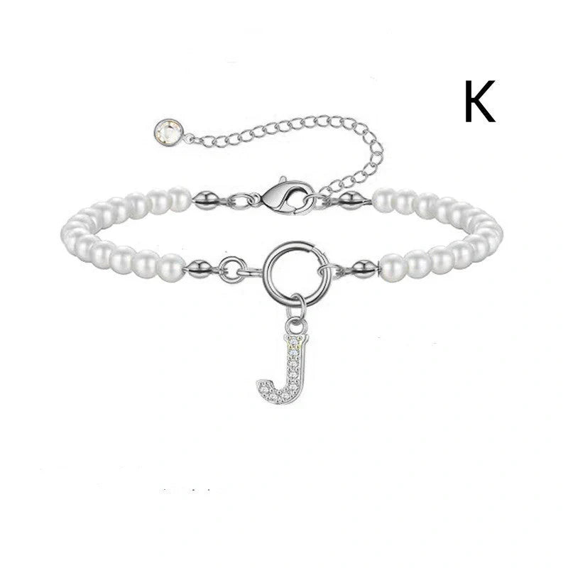 2024 fashion initial pearl bracelet for women with toggle clasp