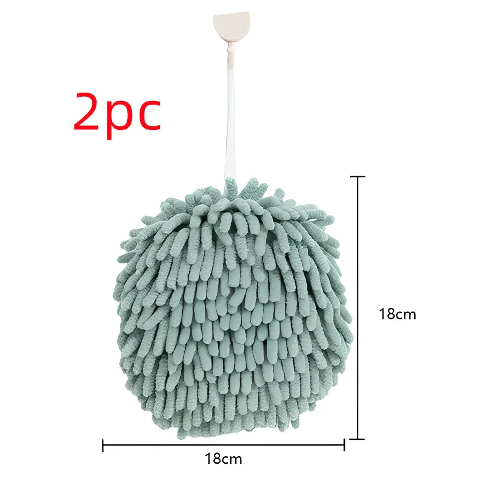 Blue chenille handball wipe showing 17x17cm dimensions for water absorption