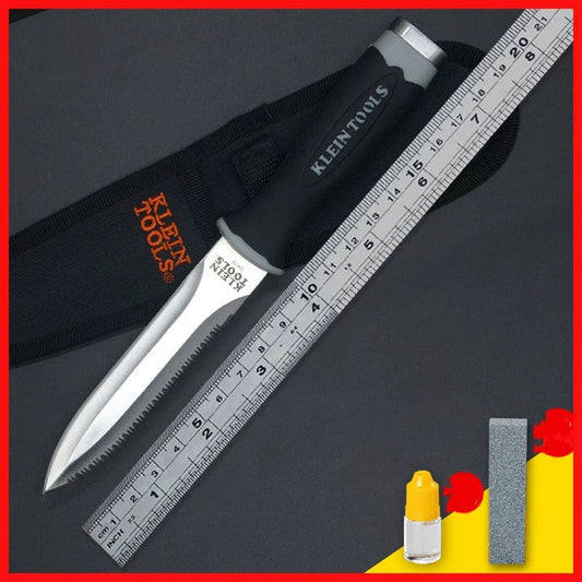 High Hardness Straight Knife for wilderness survival with stainless steel blade and rubber handle