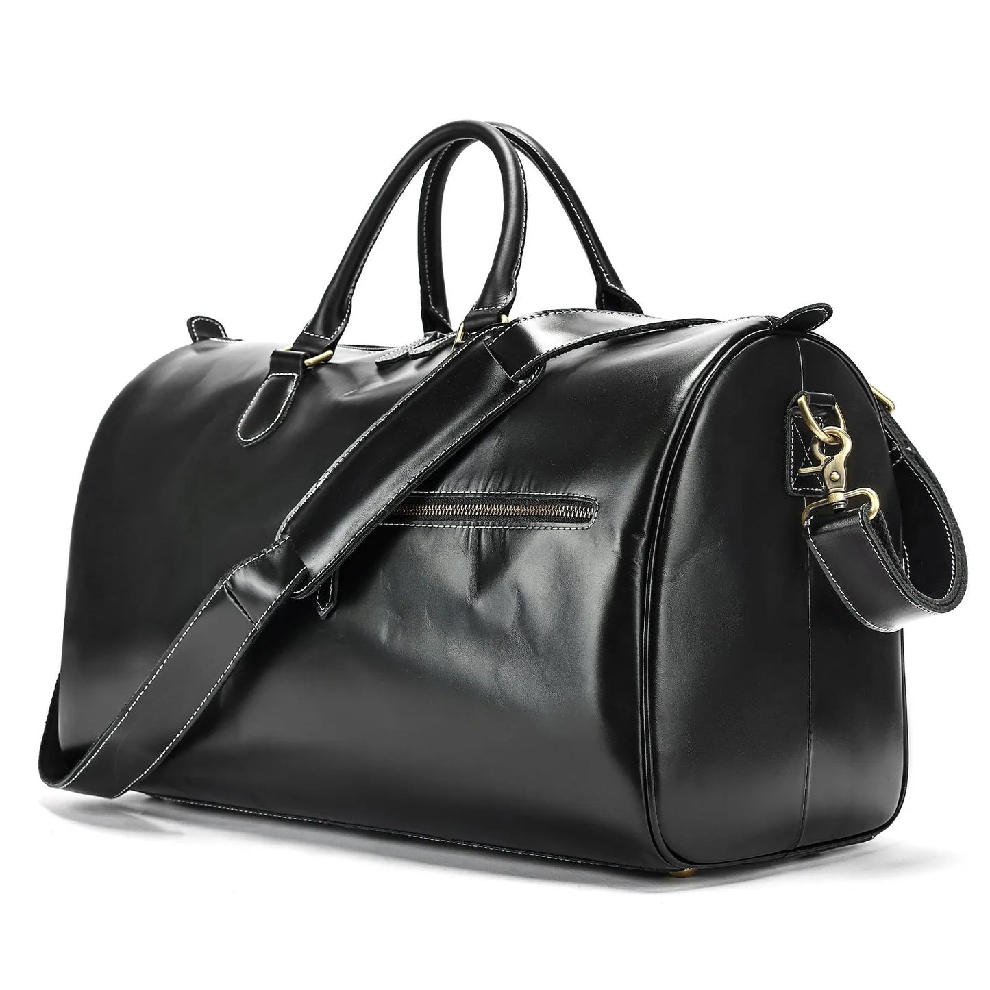Men's large genuine cowhide leather crossbody bag in vintage travel style.