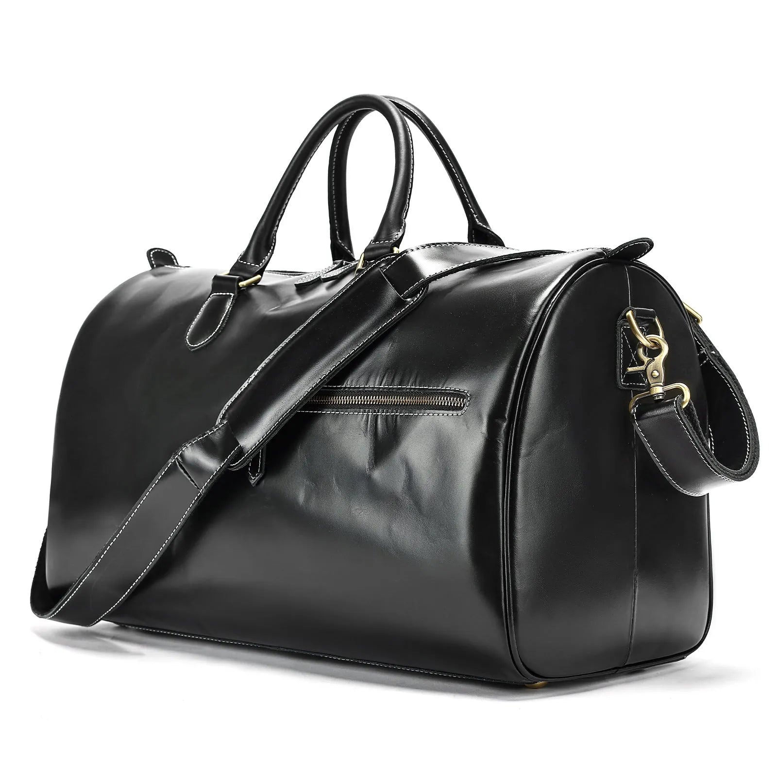 Men's large genuine cowhide leather crossbody bag in vintage travel style.