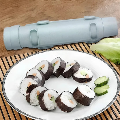 Manual sushi maker tool creating 2.5cm diameter rolls with food-grade plastic construction