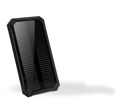 Orange portable solar power bank with USB port and solar panel, showing dimensions of 161x79x17mm.