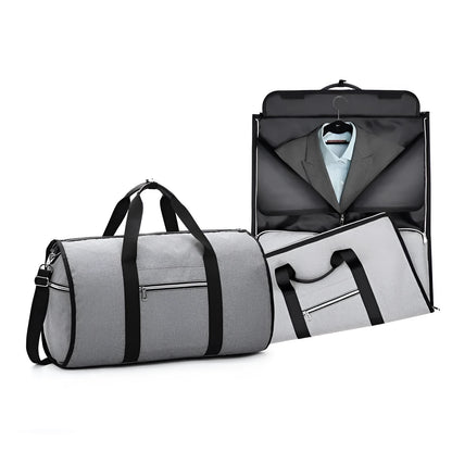 Cylinder travel bag in black with 36-55L capacity, Oxford cloth waterproof construction