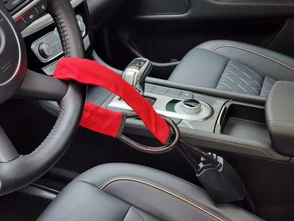 Car steering wheel lock with 33cm iron construction and copper lock core in red colour option