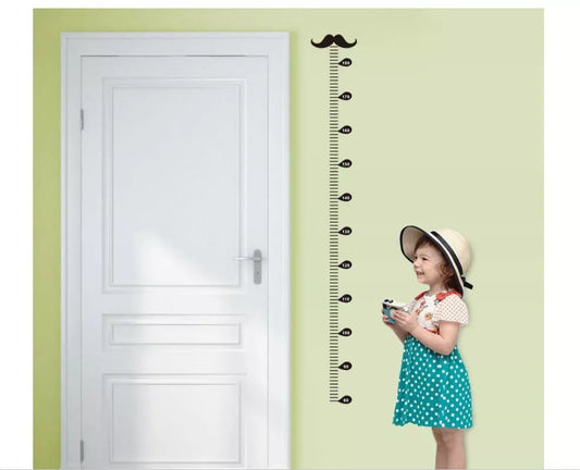 Black children's beard height measurement wall sticker, 57x12cm, modern design