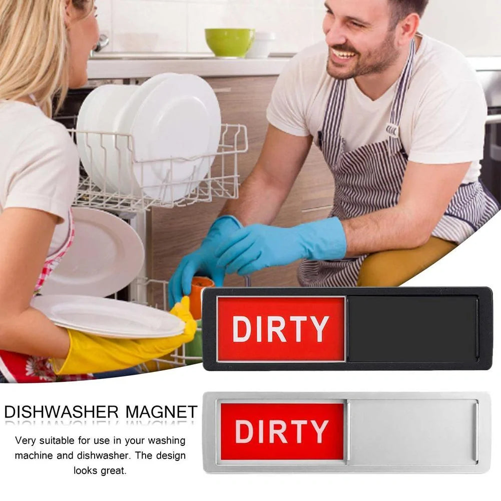 Dishwasher status label with clean and dirty indicators, magnetic and adhesive options