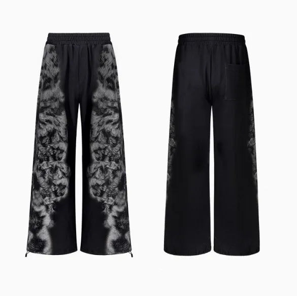 Street trendy printed loose trousers set with hoodie, seven-inch pants, and trousers in coordinated colours