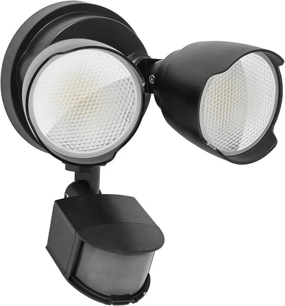 White LED security flood light with motion sensor for outdoor wall mounting