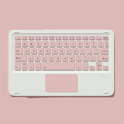 Bluetooth wireless keyboard and mute mouse set in compact 24.8cm design with charging cable
