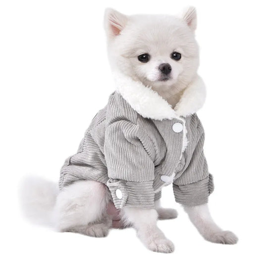 Lambswool-lined dog vest with fleece padding in grey or pink colour, sizes XS to XXL