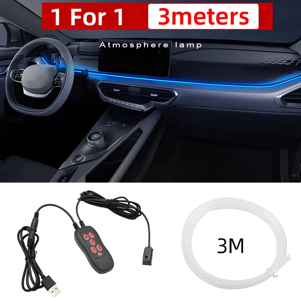 Car centre console LED ambient light strip with USB connector for 12V installation