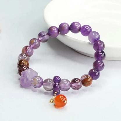 Natural nine purple amethyst red agate crystal bracelet Mori style 7-8mm beads