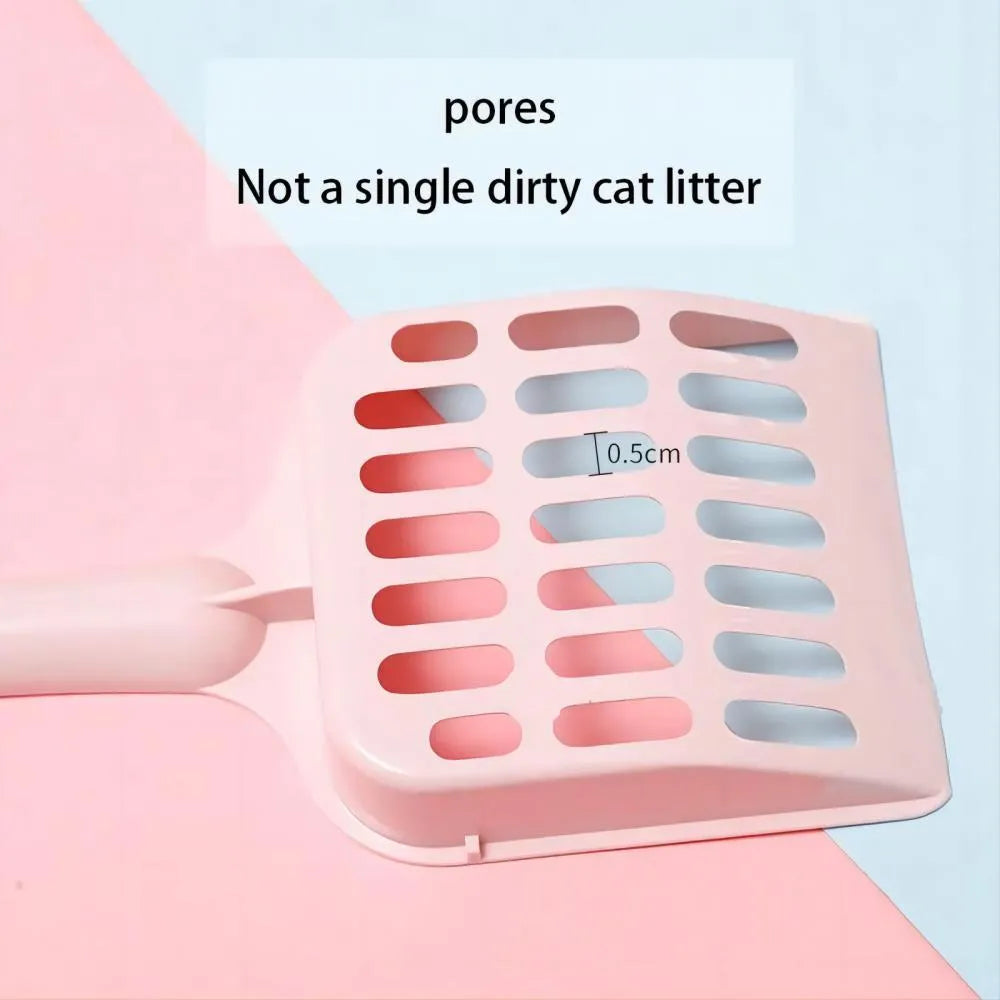 Blue plastic cat litter scoop with dimensions 20cm long by 9cm wide.