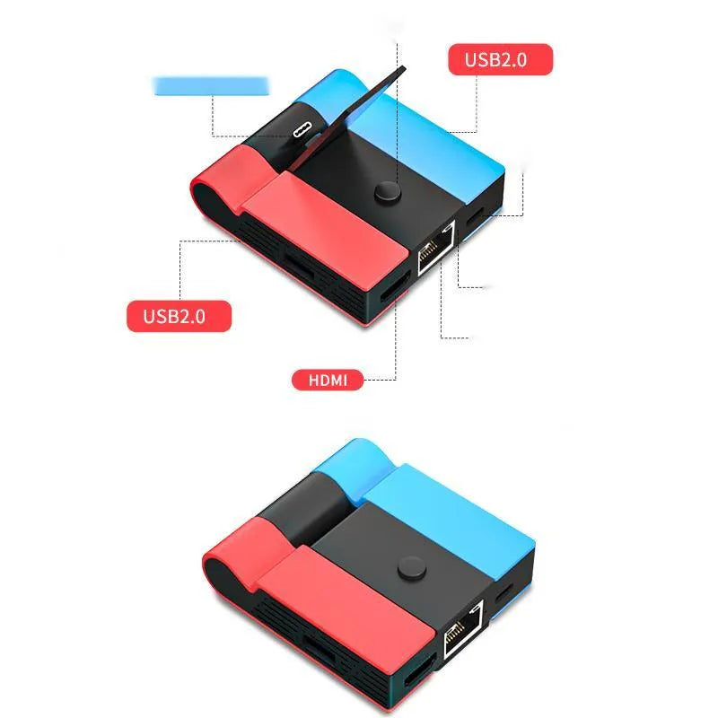 Portable multi-function adapter extension for game consoles with 4K HD projection and compact aluminium alloy housing