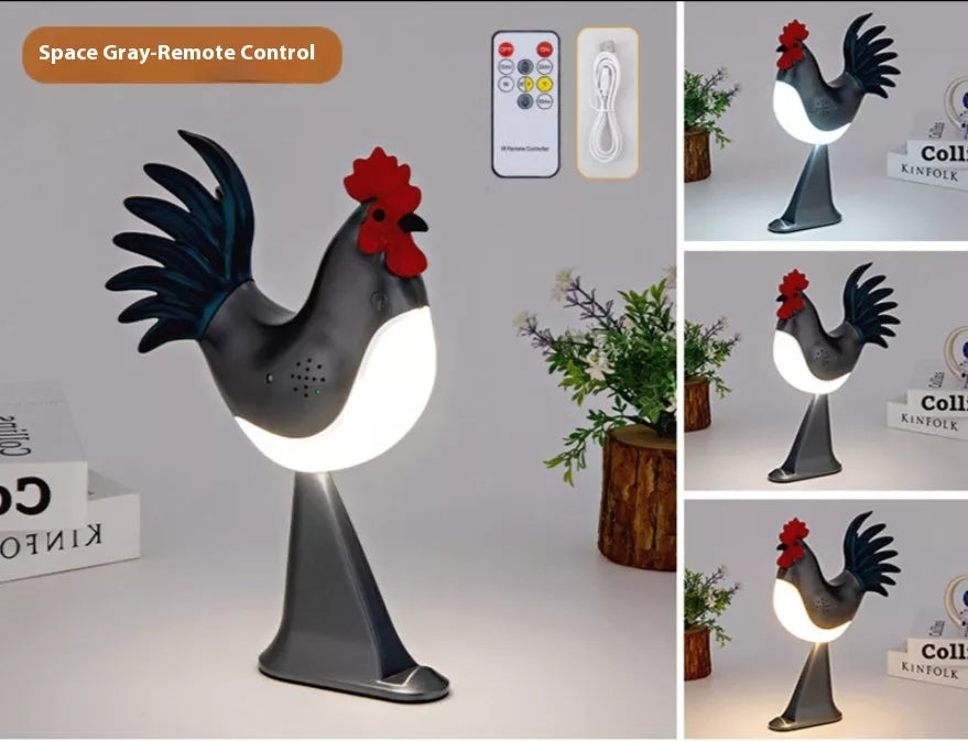 LED Rooster Night Light with touch control and sound, rechargeable, in various colors
