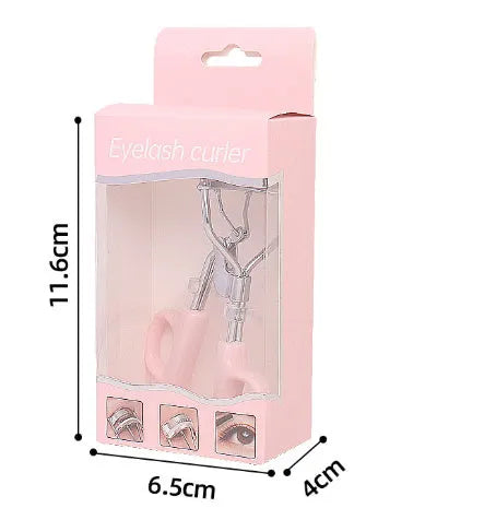 Pink eyelash curler with A4 chrome scissors handle design and carbon steel construction