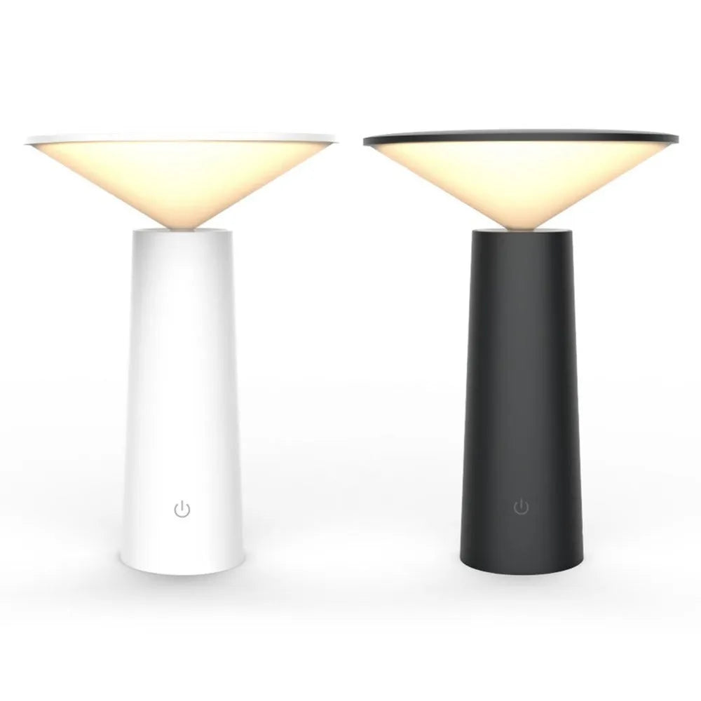 Black or white USB LED table lamp with touch sensor, flip head, and adjustable lighting for reading
