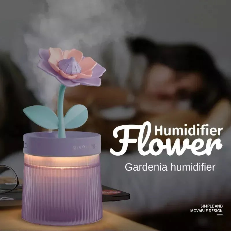 USB Mini Humidifier in pink, green, and purple with ambient light feature