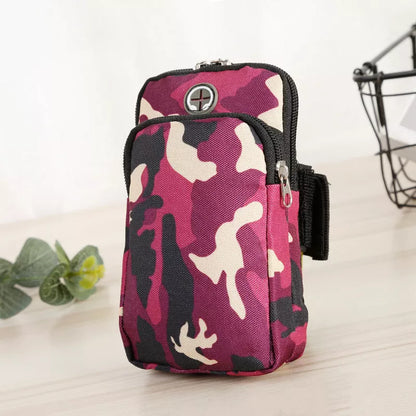 Camouflage water repellent wrist bag for running with adjustable strap