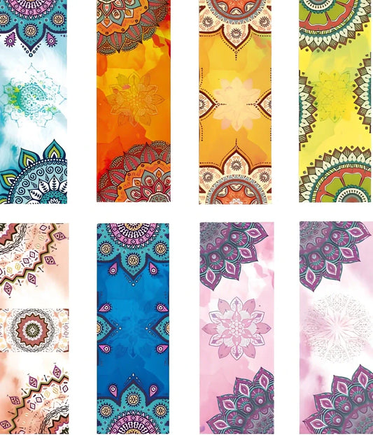 Microfiber yoga towel with mandala pattern measuring 183×63cm with 2mm thickness