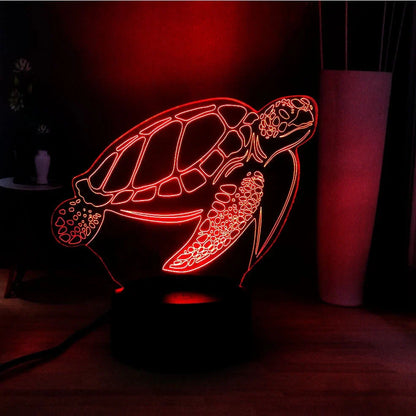 3D acrylic turtle-shaped LED night light with 16 colour options and remote control