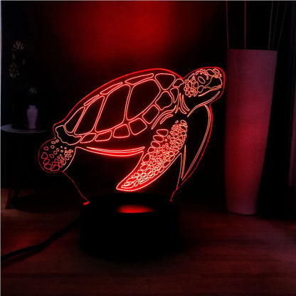 3D acrylic turtle-shaped LED night light with multi-colour glow and remote control.