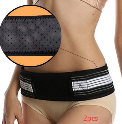 Double-reinforced Pelvic Repair Orthosis Protective Belt in black, available with or without vents for adjustable pelvic support and correction