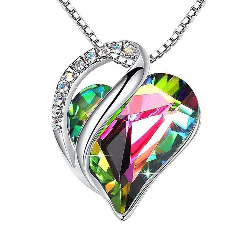 925 silver heart-shaped geometric necklace for women in various colors