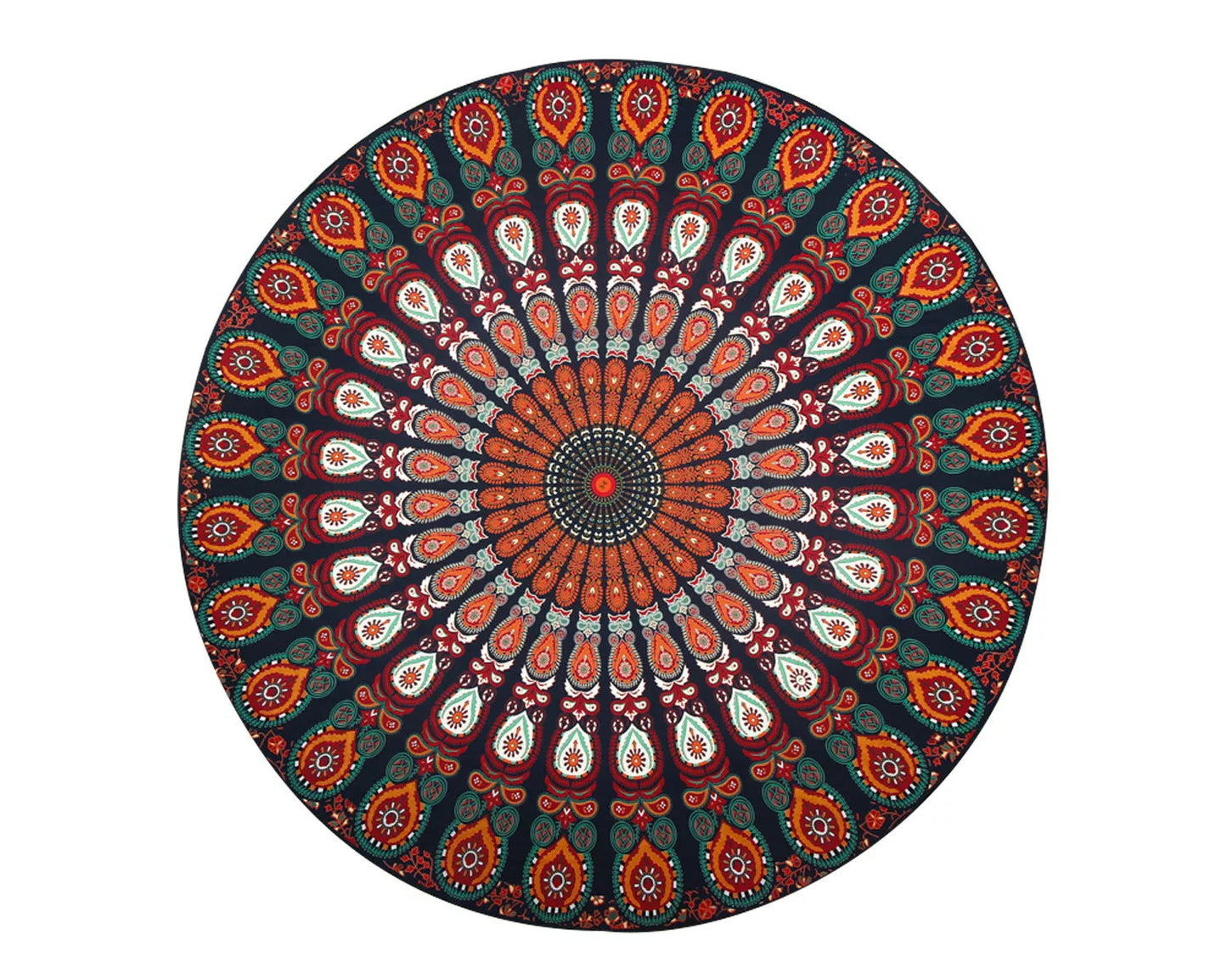 Printed round beach towels and yoga mat set for outdoor comfort and style