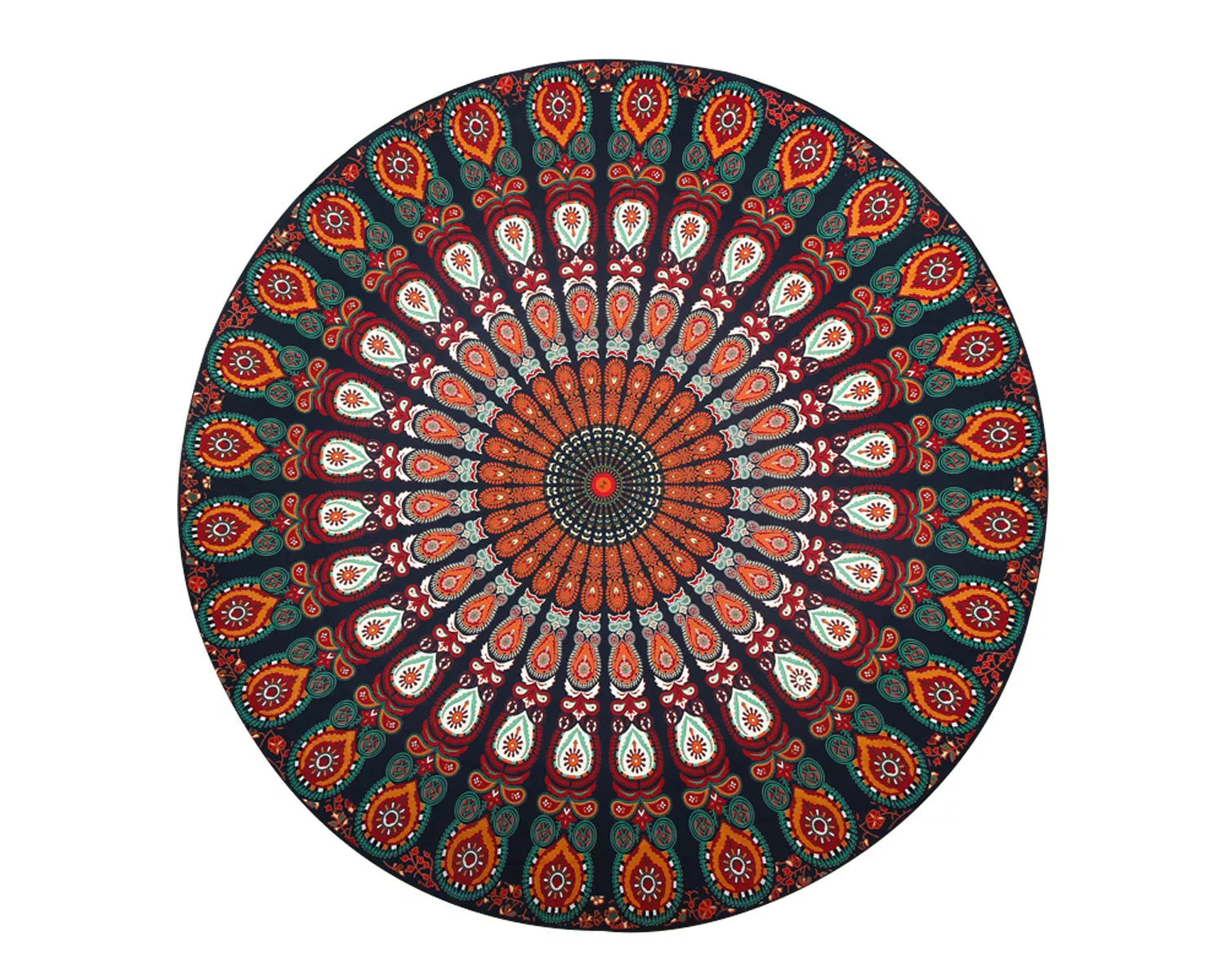 Printed Round Beach Towels And Yoga Mat in green, perfect for outdoor activities