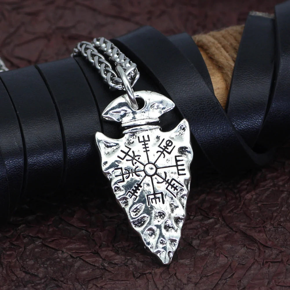 Stylish Alloy Compass Pendant Necklace in silver and ancient tin colors