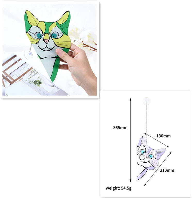 Colorful PVC cat window sticker with double-sided design for home and car decoration