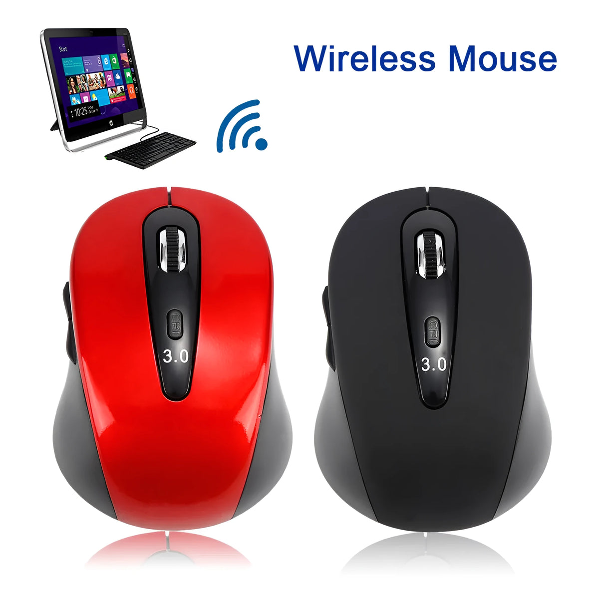 Wireless dual-mode mouse in black with Bluetooth 5.0 and 2.4GHz, 2400dpi optical sensor, six keys and four-way wheel, 100 x 60 x 40mm