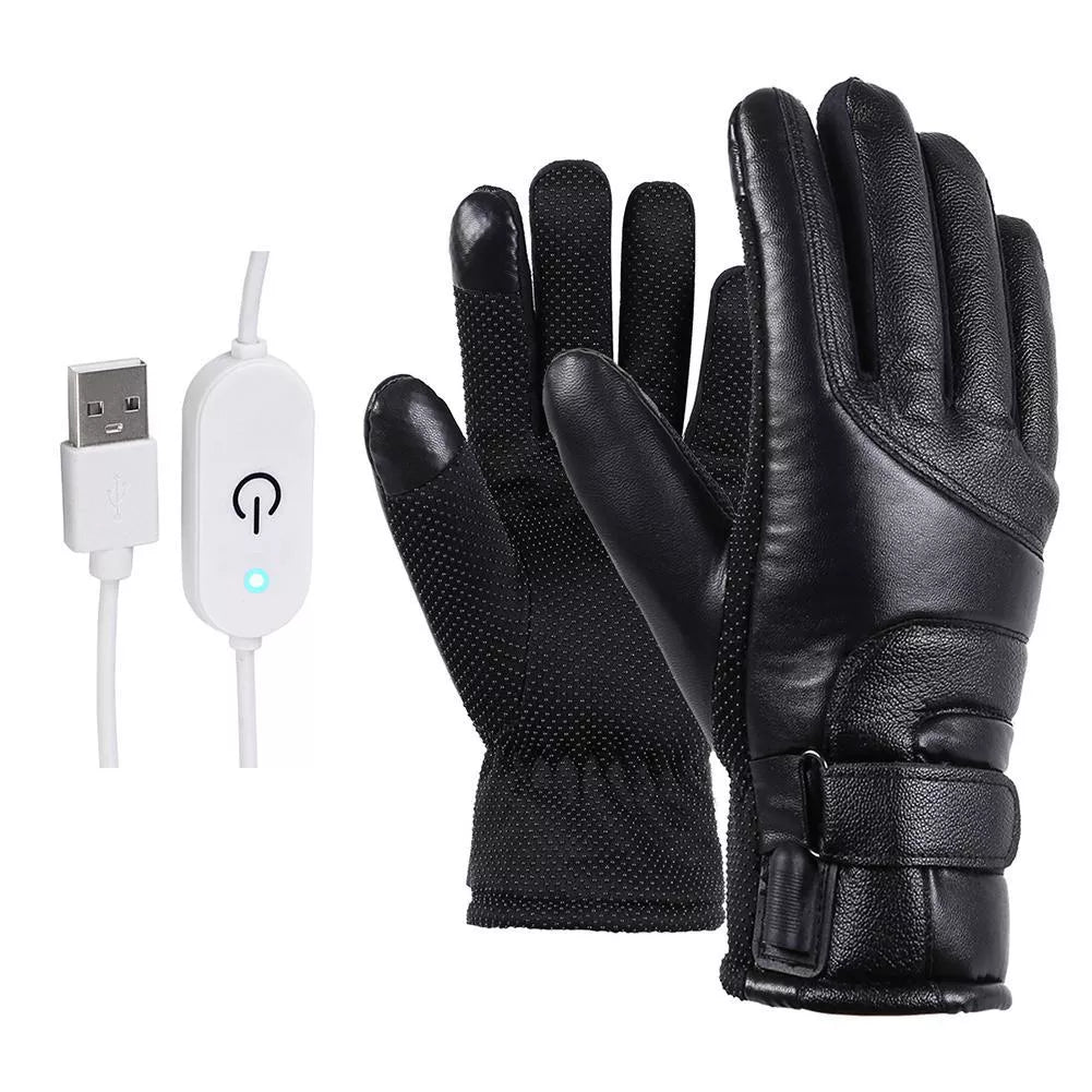 Winter electric heated gloves with windproof and touch screen features
